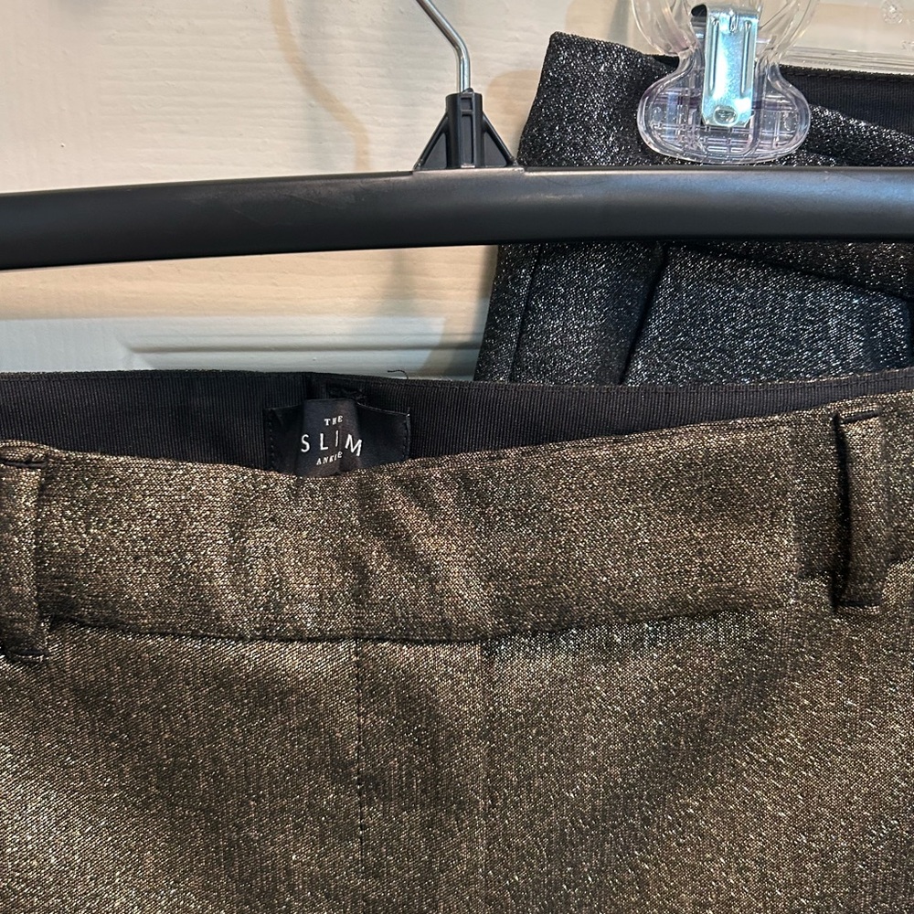 2 WHBM size 6 6L metallic the Slim ankle pants black pewter bronze skinny dressy - Picture 3 of 5